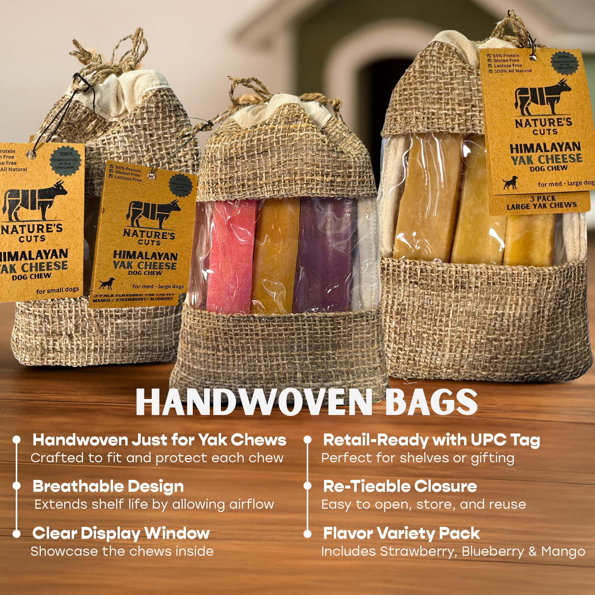 Flavored Large Yak Cheese (3 Pack) in Hand Woven Bag